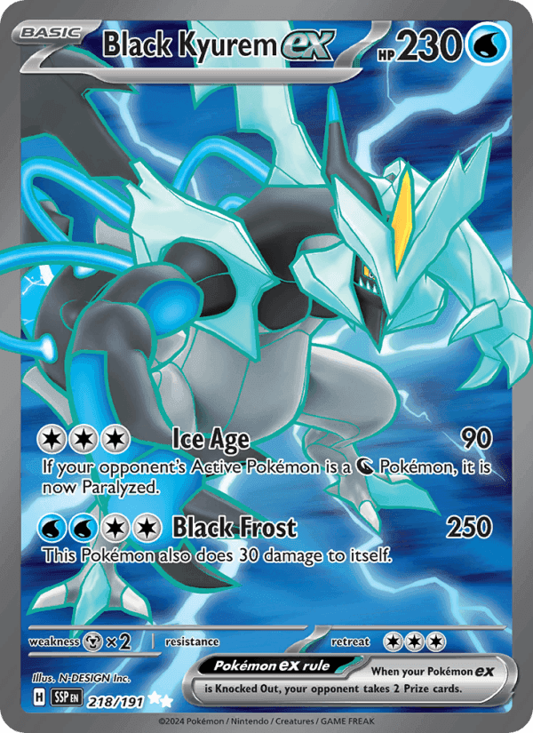 Black Kyurem ex, card 218 from Surging Sparks