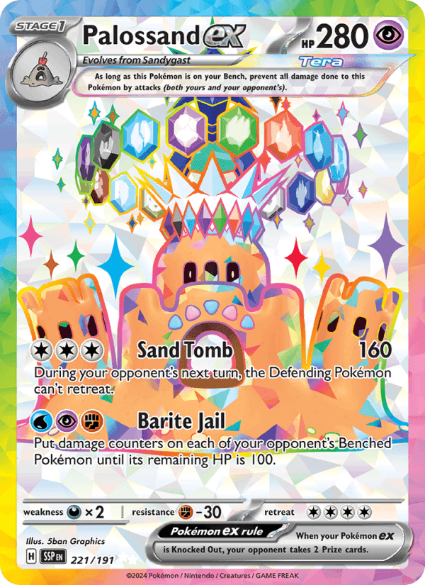 Palossand ex, card 221 from Surging Sparks
