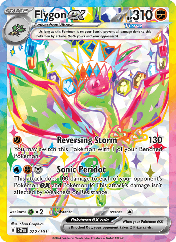 Flygon ex, card 222 from Surging Sparks