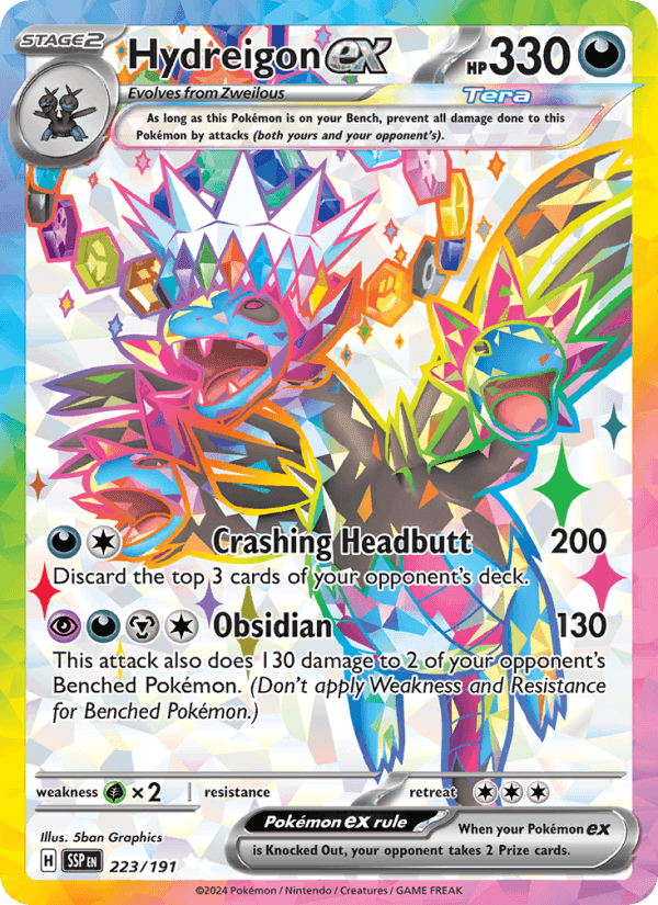Hydreigon ex, card 223 from Surging Sparks
