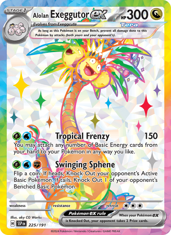 Alolan Exeggutor ex, card 225 from Surging Sparks