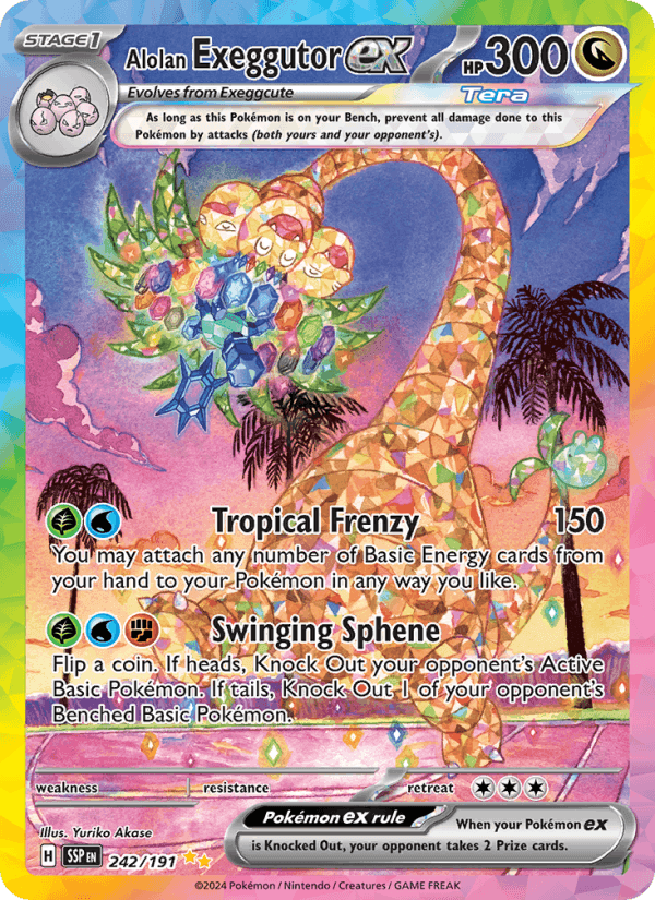 Alolan Exeggutor ex, carta 242 di Surging Sparks