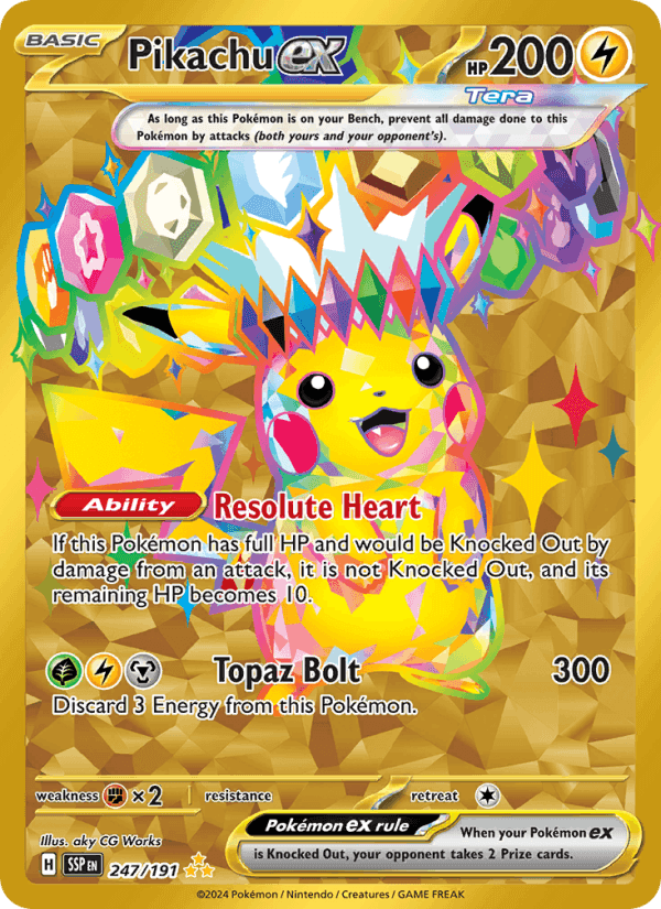 Pikachu ex, carta 247 di Surging Sparks