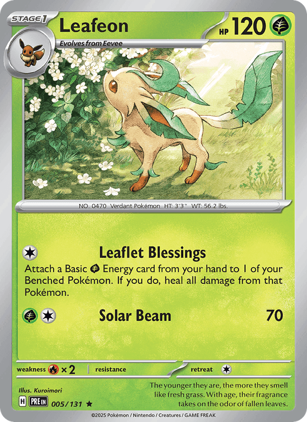 Leafeon, card 005 from Prismatic Evolutions