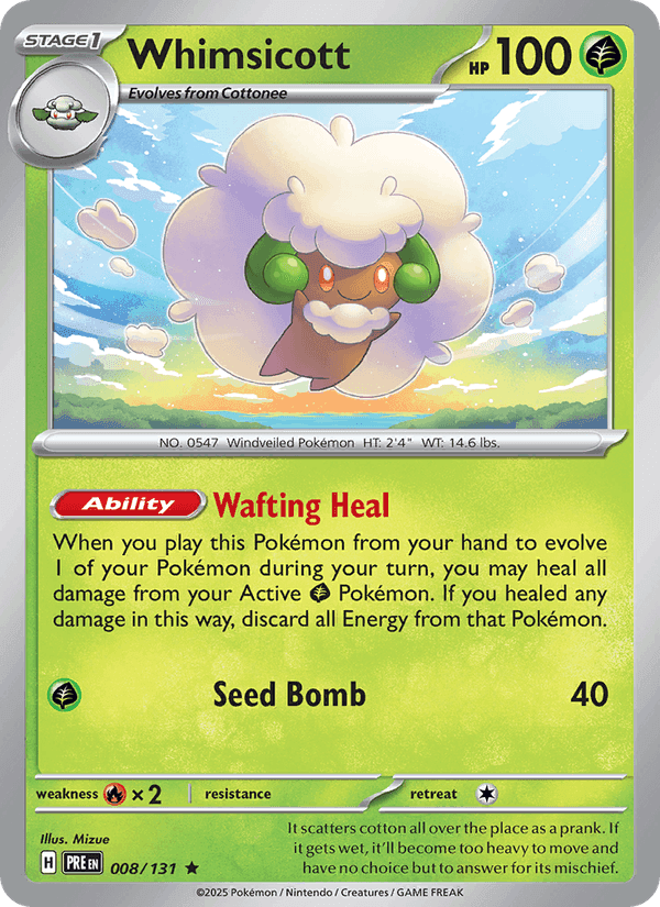 Whimsicott, carte 008 de Prismatic Evolutions