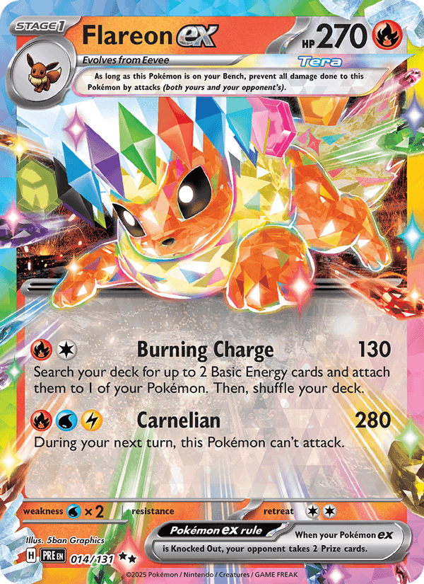 Prismatic Evolutions の 014 番、Flareon ex