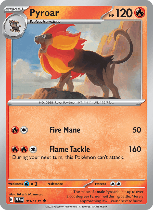 Pyroar, card 016 from Prismatic Evolutions
