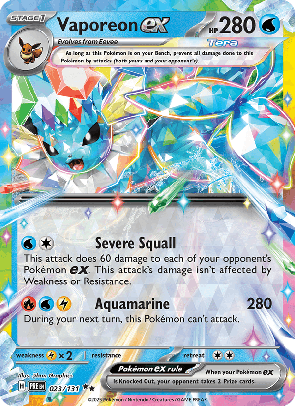 Prismatic Evolutions の 023 番、Vaporeon ex