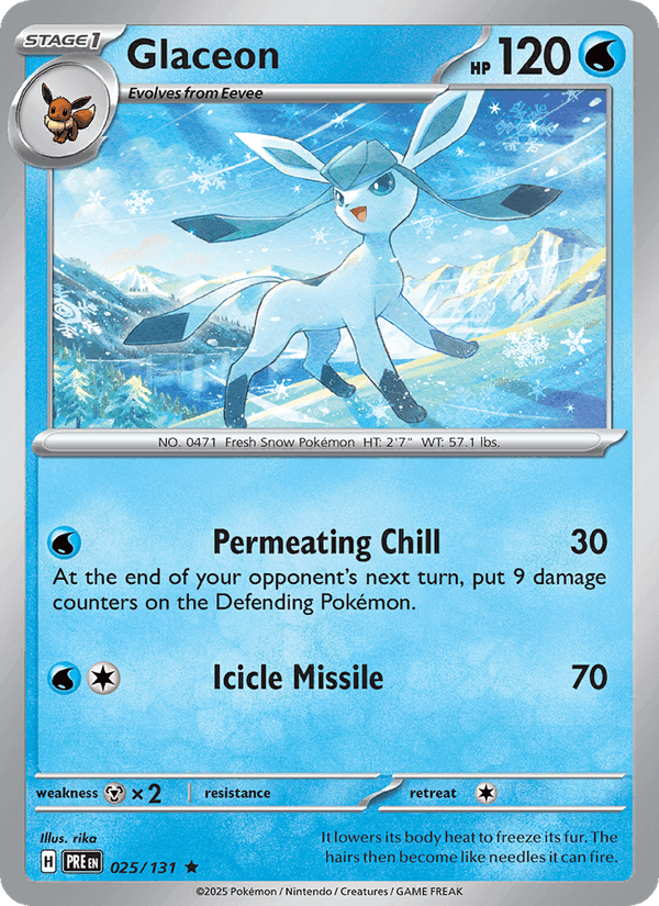 Glaceon, card 025 from Prismatic Evolutions