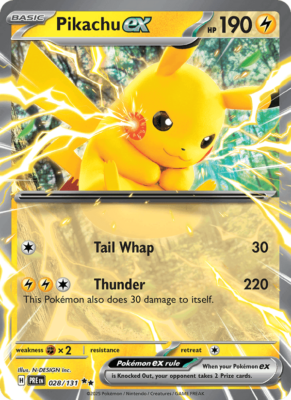 Prismatic Evolutions の 028 番、Pikachu ex