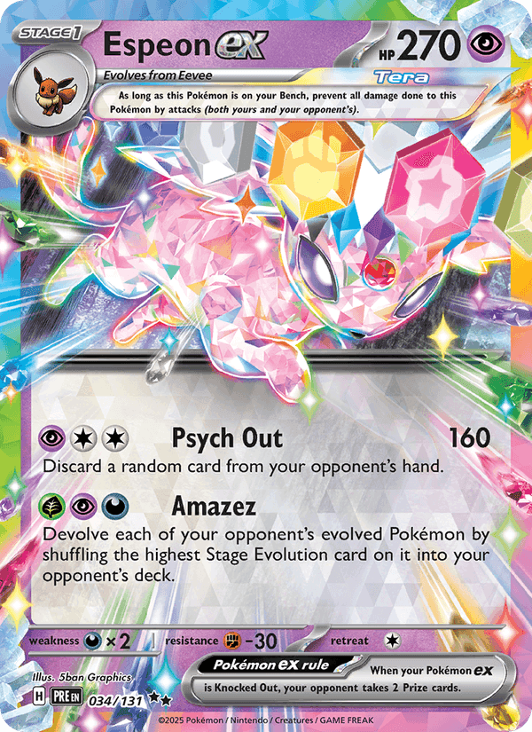 Espeon ex, card 034 from Prismatic Evolutions