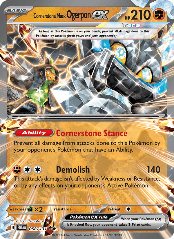 Prismatic Evolutions の 058 番、Cornerstone Mask Ogerpon ex