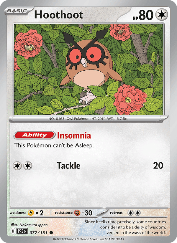 Prismatic Evolutions の 077 番、Hoothoot