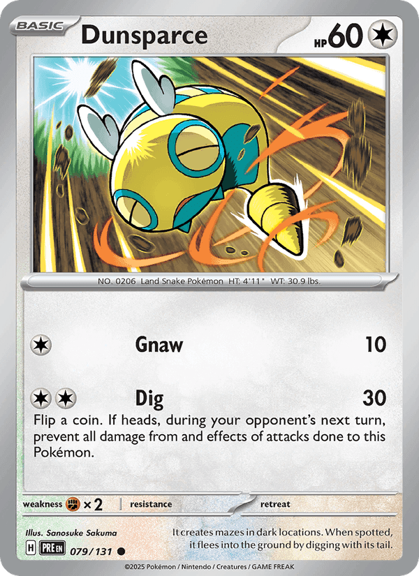 Dunsparce, card 079 from Prismatic Evolutions