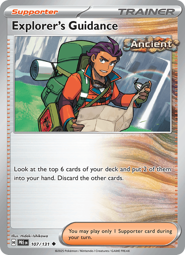Explorer's Guidance, card 107 from Prismatic Evolutions