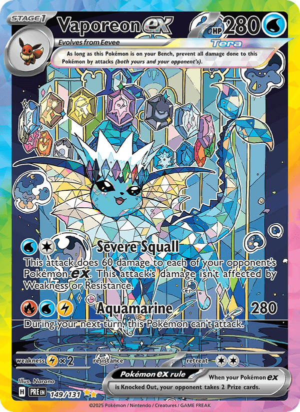 Vaporeon ex, card 149 from Prismatic Evolutions