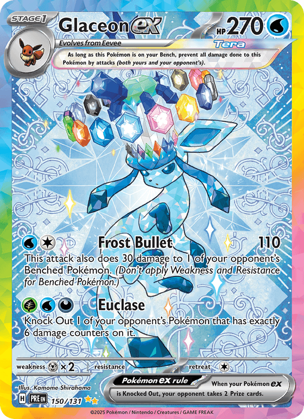 Prismatic Evolutions の 150 番、Glaceon ex