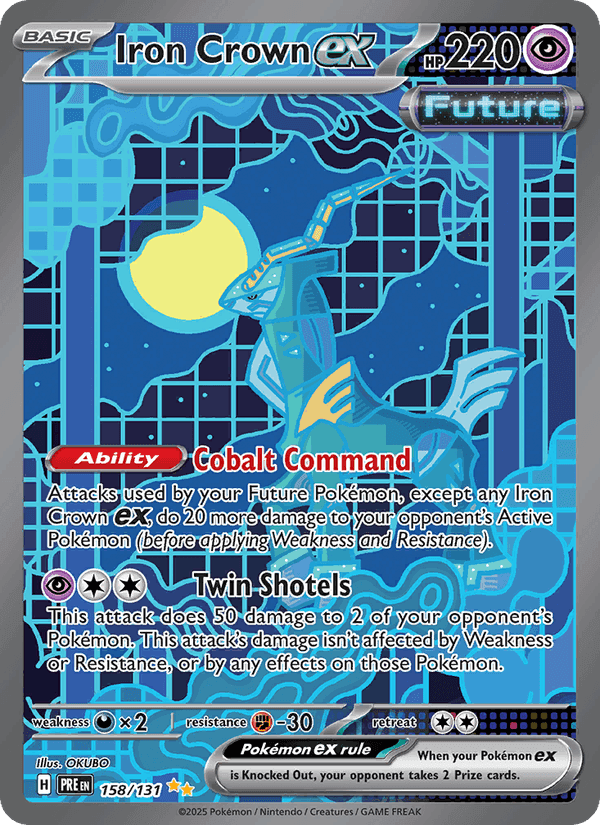Iron Crown ex, card 158 from Prismatic Evolutions