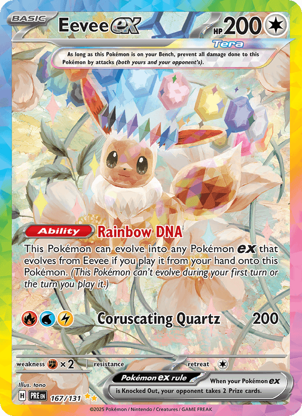 Eevee ex, card 167 from Prismatic Evolutions