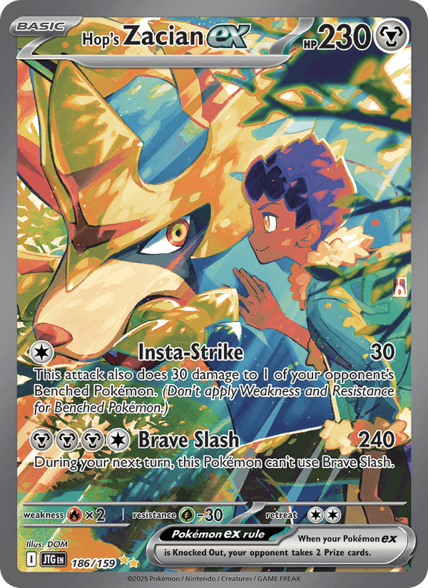 Hop's Zacian ex, card 186 from Journey Together