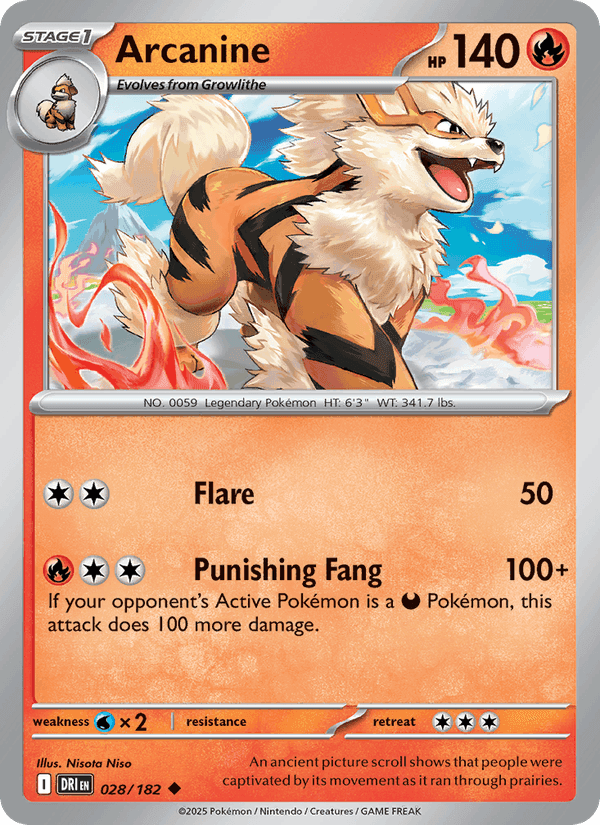 Arcanine, card 028 from Destined Rivals
