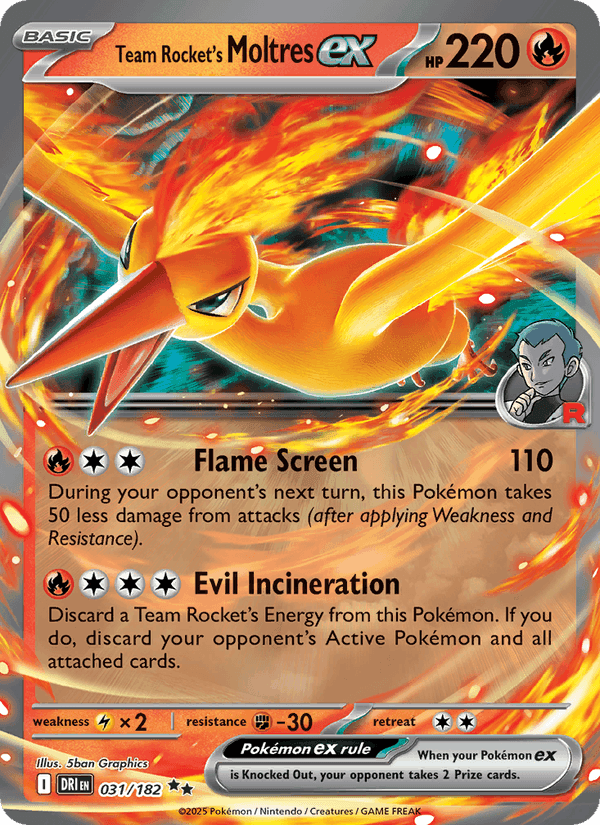 Team Rocket's Moltres ex, carte 031 de Destined Rivals