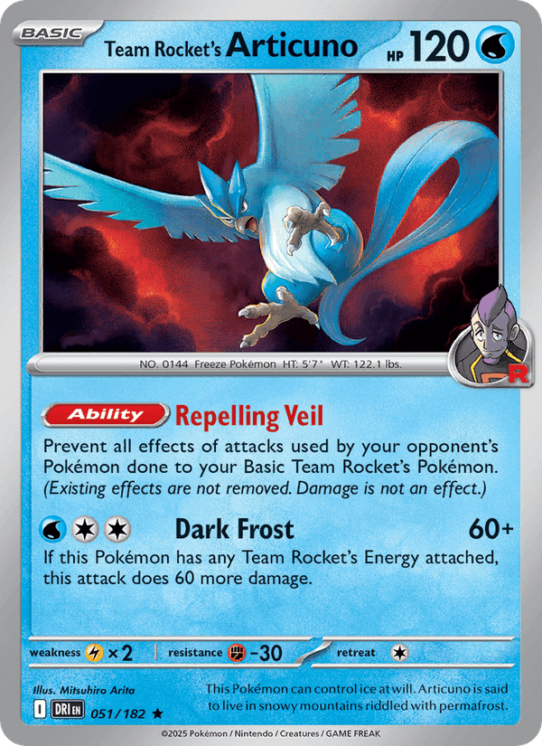 Team Rocket's Articuno, card 051 from Destined Rivals
