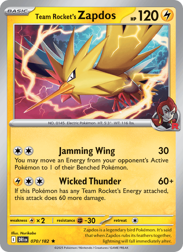 Team Rocket's Zapdos, carte 070 de Destined Rivals