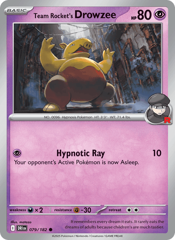 Team Rocket's Drowzee, card 079 from Destined Rivals