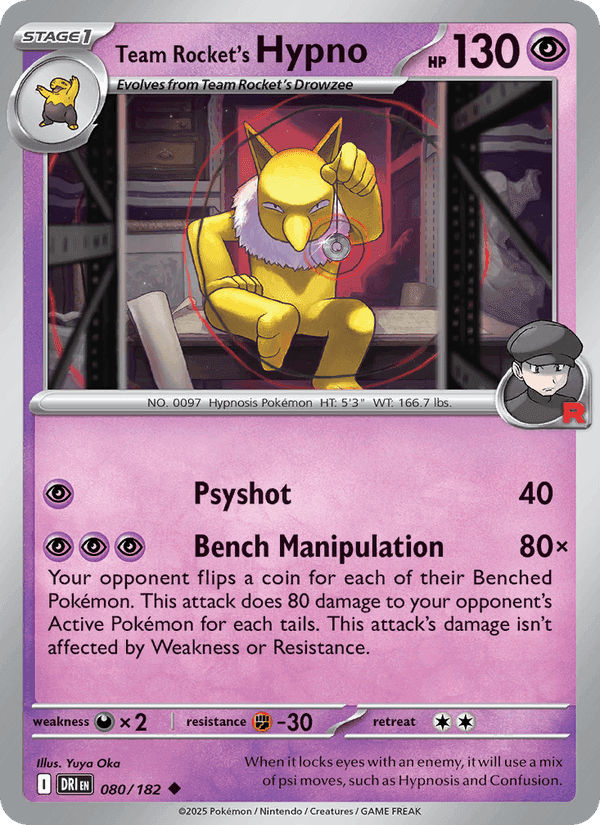 Team Rocket's Hypno, card 080 from Destined Rivals