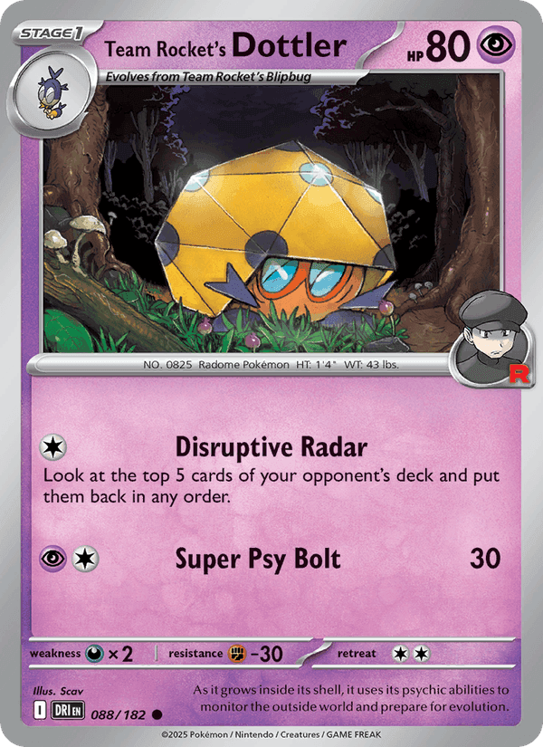 Team Rocket's Dottler, card 088 from Destined Rivals