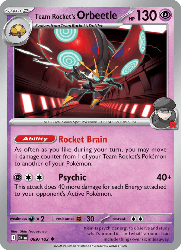 Team Rocket's Orbeetle, card 089 from Destined Rivals