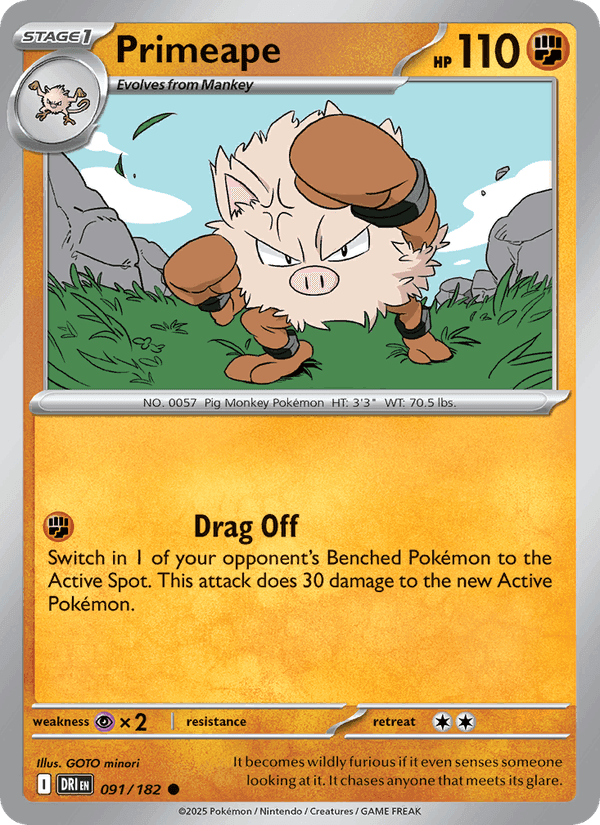 Primeape, card 091 from Destined Rivals