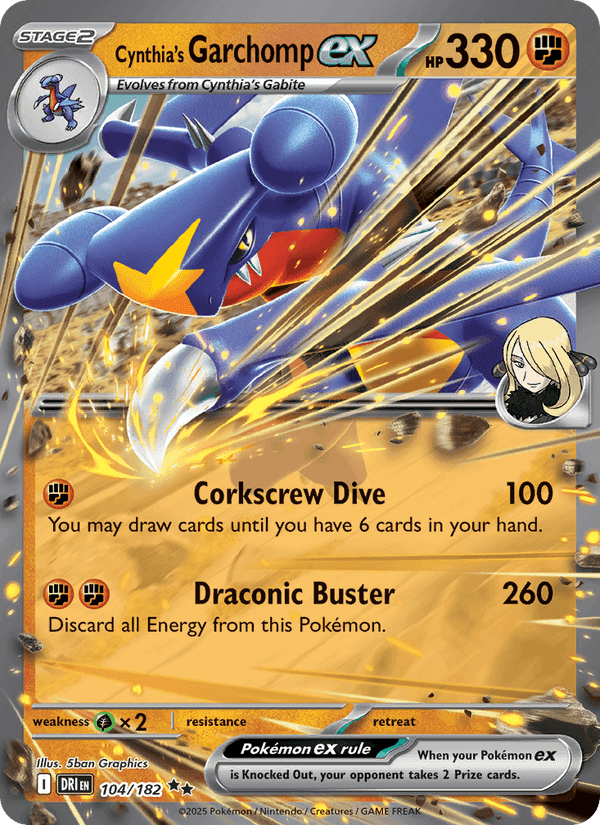 Cynthia's Garchomp ex, card 104 from Destined Rivals