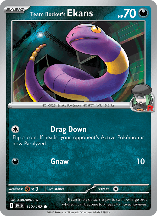 Team Rocket's Ekans, card 112 from Destined Rivals