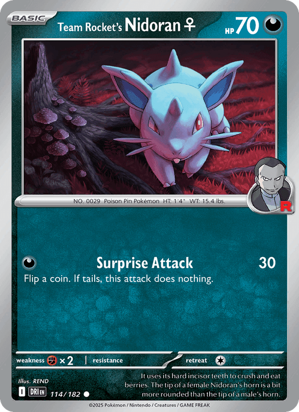 Team Rocket's Nidoran♀, card 114 from Destined Rivals