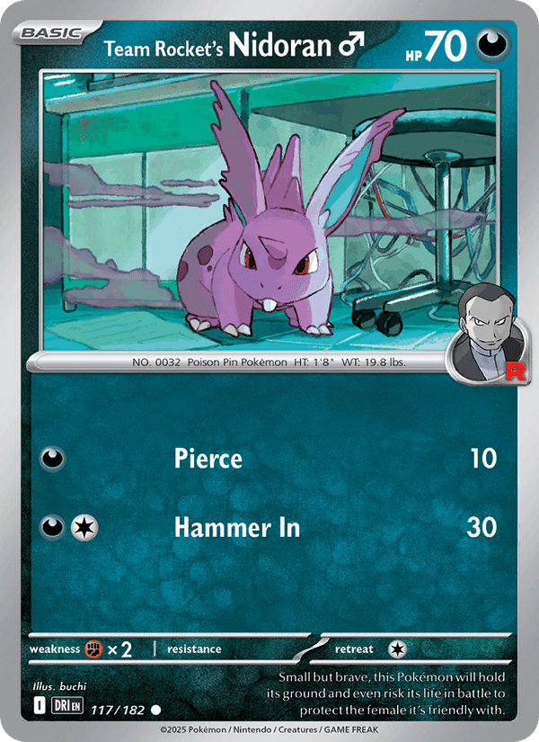 Team Rocket's Nidoran♂, card 117 from Destined Rivals