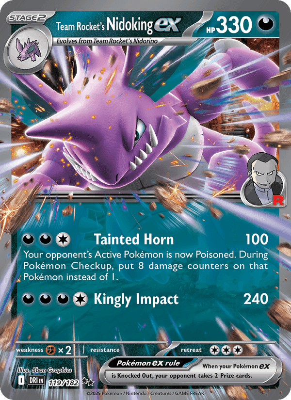 Team Rocket's Nidoking ex, card 119 from Destined Rivals
