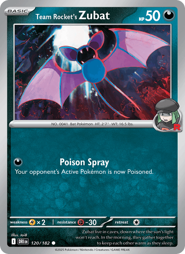 Team Rocket's Zubat, card 120 from Destined Rivals
