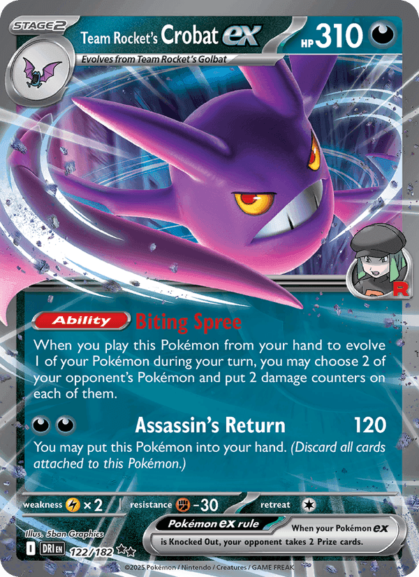 Team Rocket's Crobat ex, card 122 from Destined Rivals