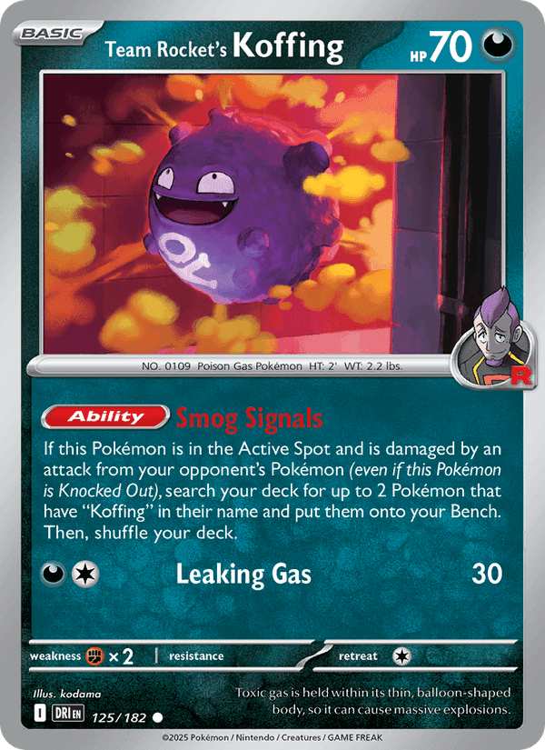 Team Rocket's Koffing, card 125 from Destined Rivals