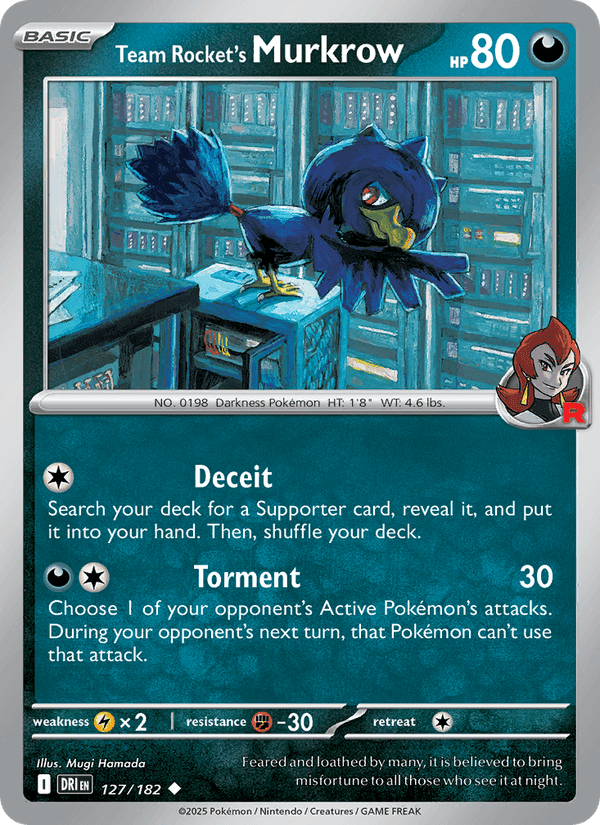 Team Rocket's Murkrow, card 127 from Destined Rivals