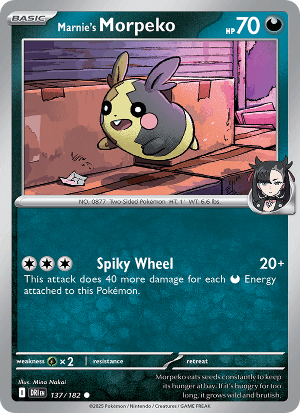 Marnie's Morpeko, card 137 from Destined Rivals