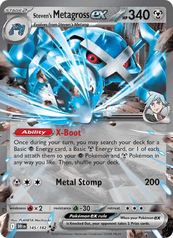 Steven's Metagross ex, card 145 from Destined Rivals