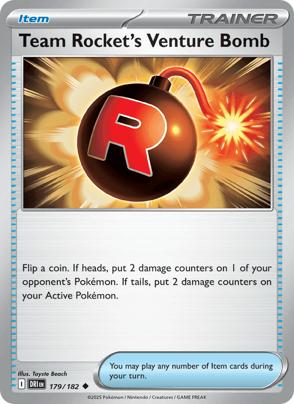 Team Rocket's Venture Bomb, card 179 from Destined Rivals
