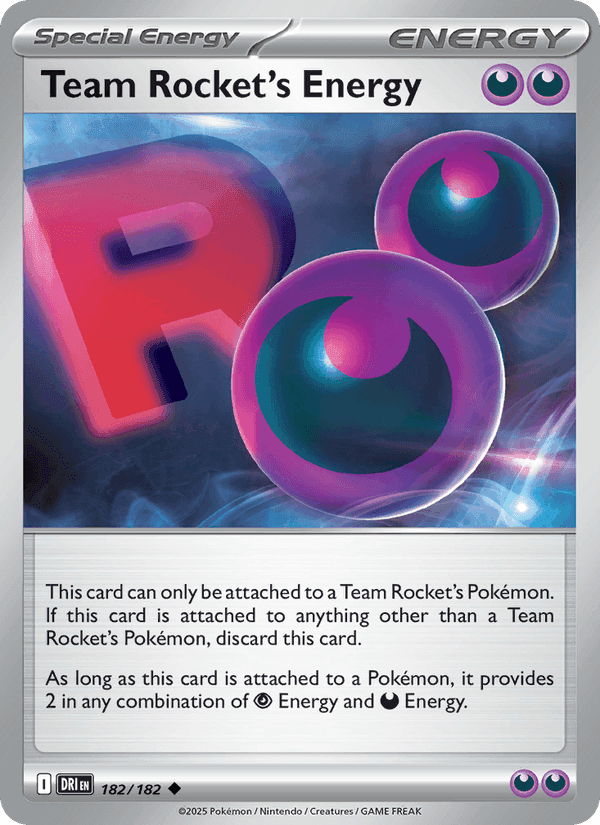 Team Rocket's Energy, card 182 from Destined Rivals