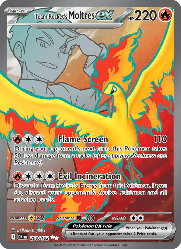Team Rocket's Moltres ex, card 208 from Destined Rivals