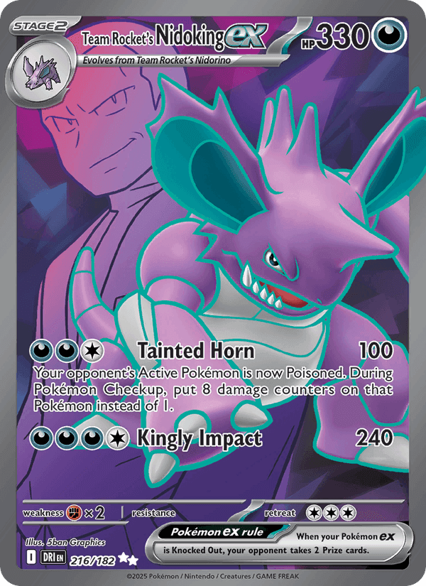 Team Rocket's Nidoking ex, card 216 from Destined Rivals