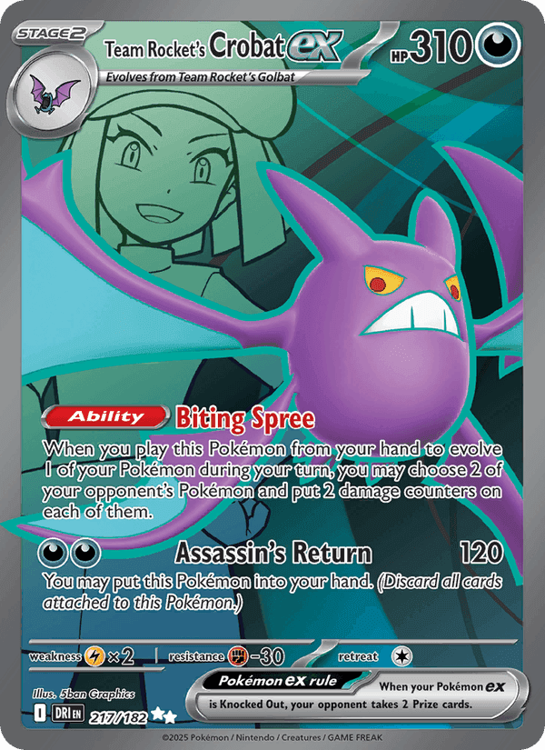 Team Rocket's Crobat ex, card 217 from Destined Rivals