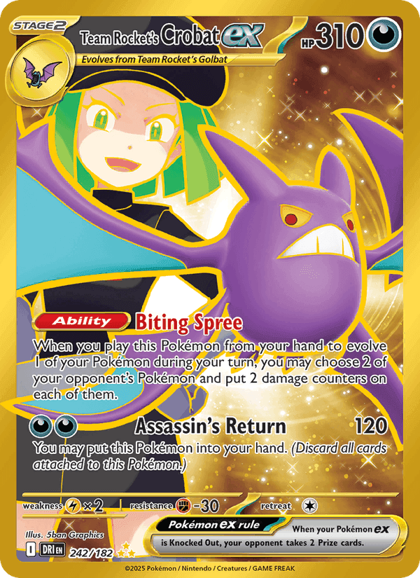 Team Rocket's Crobat ex, card 242 from Destined Rivals